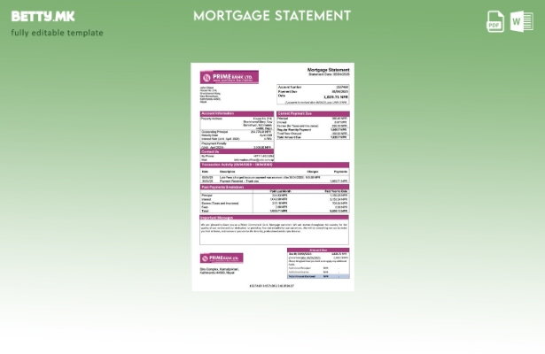 модерен стил на Nepal Prime Commercial Bank извод за хипотека Шаблон за Word и P